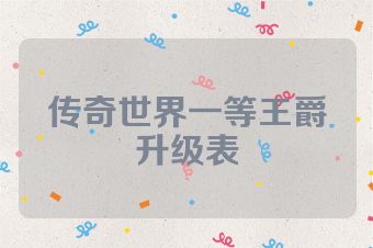 传奇世界一等王爵升级表
