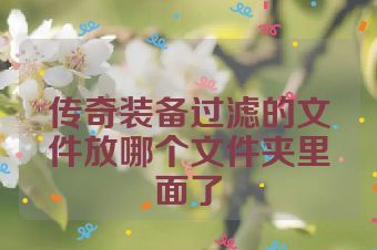 传奇装备过滤的文件放哪个文件夹里面了