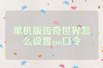 单机版传奇世界怎么设置gm口令