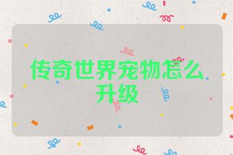 传奇世界宠物怎么升级