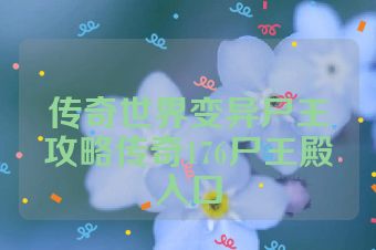 传奇世界变异尸王攻略传奇176尸王殿入口