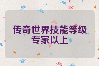 传奇世界技能等级专家以上