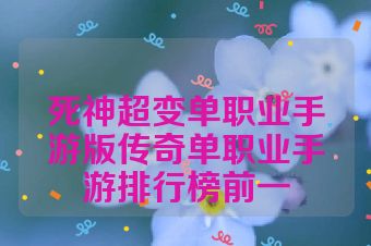 死神超变单职业手游版传奇单职业手游排行榜前一