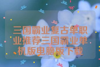 三国霸业复古单职业推荐三国霸业单机版电脑版下载