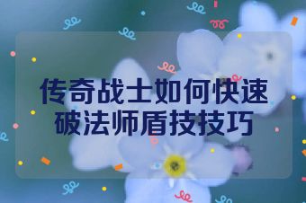 传奇战士如何快速破法师盾技技巧
