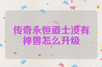 传奇永恒道士没有神兽怎么升级