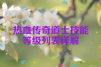 热血传奇道士技能等级列表详解