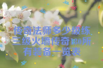 传奇法师多少级练三级火墙传奇180所有装备一览表