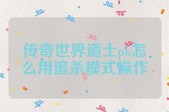 传奇世界道士pk怎么用追杀模式操作