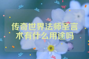 传奇世界法师圣言术有什么用途吗