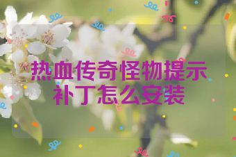 热血传奇怪物提示补丁怎么安装
