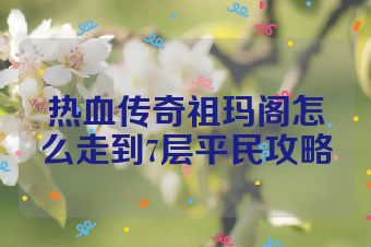 热血传奇祖玛阁怎么走到7层平民攻略