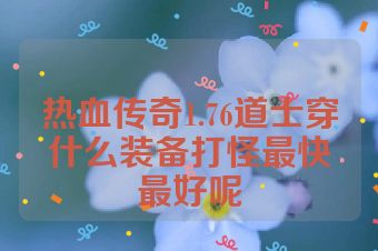 热血传奇1.76道士穿什么装备打怪最快最好呢
