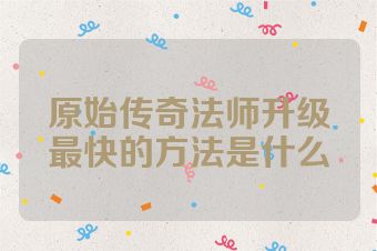 原始传奇法师升级最快的方法是什么