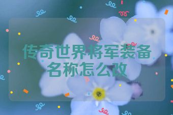 传奇世界将军装备名称怎么改