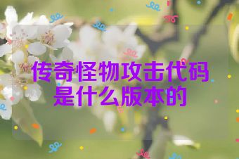 传奇怪物攻击代码是什么版本的