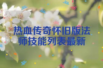 热血传奇怀旧版法师技能列表最新