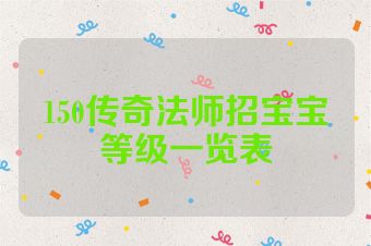 150传奇法师招宝宝等级一览表
