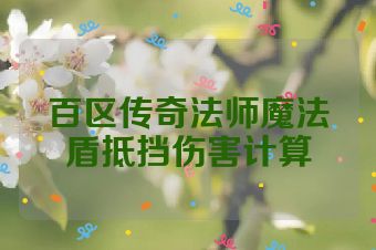 百区传奇法师魔法盾抵挡伤害计算