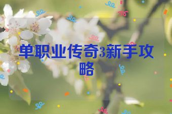 单职业传奇3新手攻略