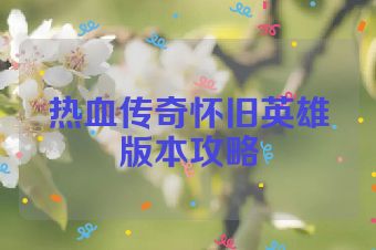 热血传奇怀旧英雄版本攻略