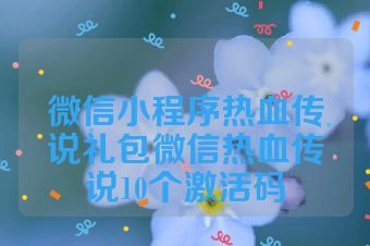 微信小程序热血传说礼包微信热血传说10个激活码