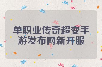 单职业传奇超变手游发布网新开服