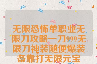 无限恐怖单职业无限刀攻略一刀999无限刀神装随便爆装备靠打无限元宝