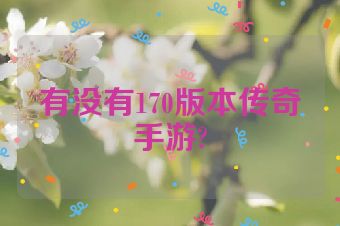 有没有170版本传奇手游?