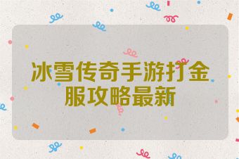 冰雪传奇手游打金服攻略最新