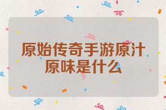 原始传奇手游原汁原味是什么