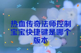 热血传奇法师控制宝宝快捷键是哪个版本