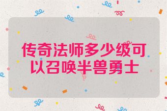 传奇法师多少级可以召唤半兽勇士