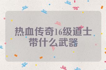 热血传奇16级道士带什么武器