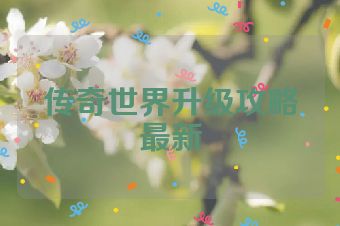 传奇世界升级攻略最新