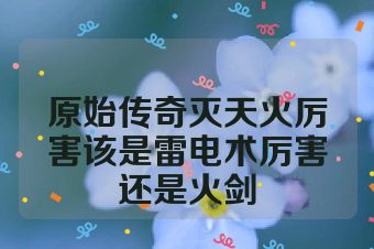 原始传奇灭天火厉害该是雷电术厉害还是火剑
