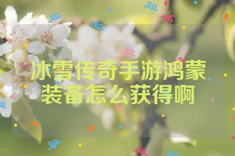 冰雪传奇手游鸿蒙装备怎么获得啊