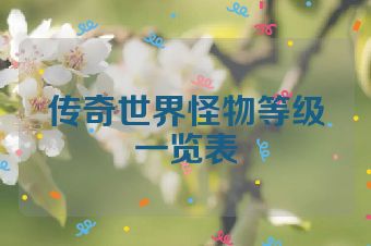 传奇世界怪物等级一览表