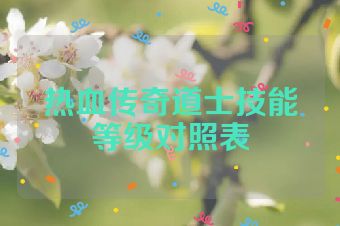 热血传奇道士技能等级对照表