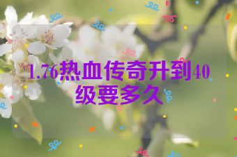 1.76热血传奇升到40级要多久