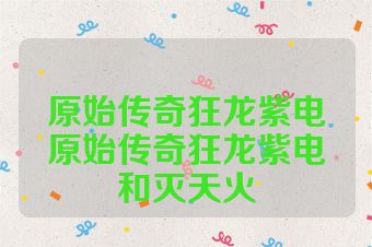 原始传奇狂龙紫电原始传奇狂龙紫电和灭天火