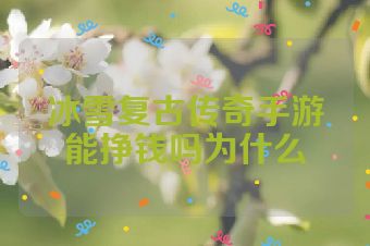 冰雪复古传奇手游能挣钱吗为什么