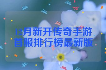 12月新开传奇手游首服排行榜最新版
