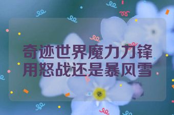 奇迹世界魔力刀锋用怒战还是暴风雪
