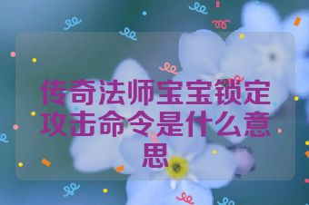 传奇法师宝宝锁定攻击命令是什么意思