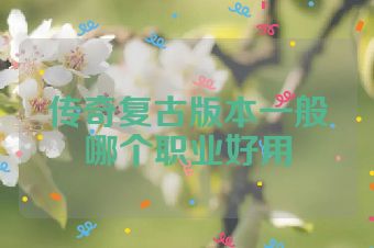 传奇复古版本一般哪个职业好用