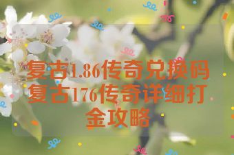 复古1.86传奇兑换码复古176传奇详细打金攻略