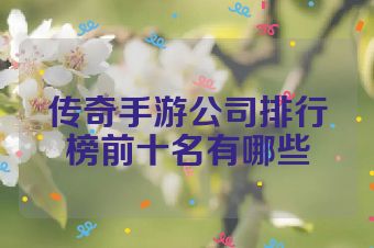 传奇手游公司排行榜前十名有哪些