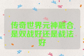 传奇世界元神融合是双战好还是战法好