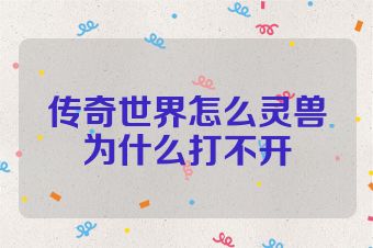 传奇世界怎么灵兽为什么打不开